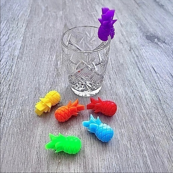 Other - 6pc Silicone Pineapple Drink Marker Set